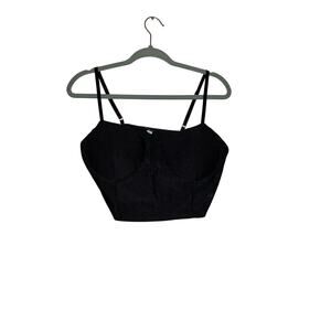 NWT IRIS Black Sparkle Bustier Crop Top/ Bra Top Size Large